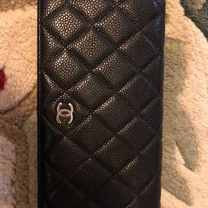 Authentic Chanel Black Caviar Silver CC wallet